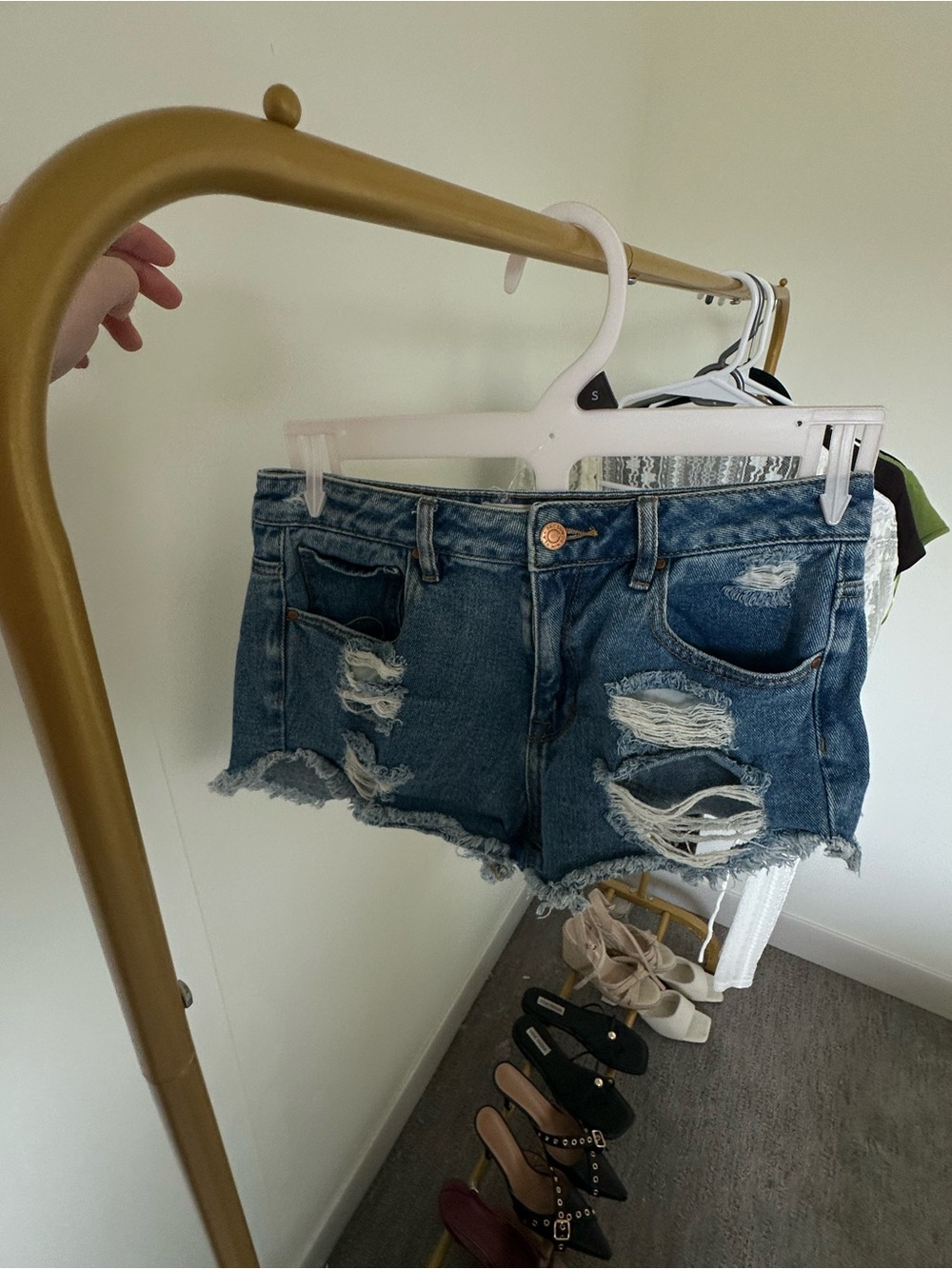 PacSun Ripped Denim Cutoff Shorts - Blue